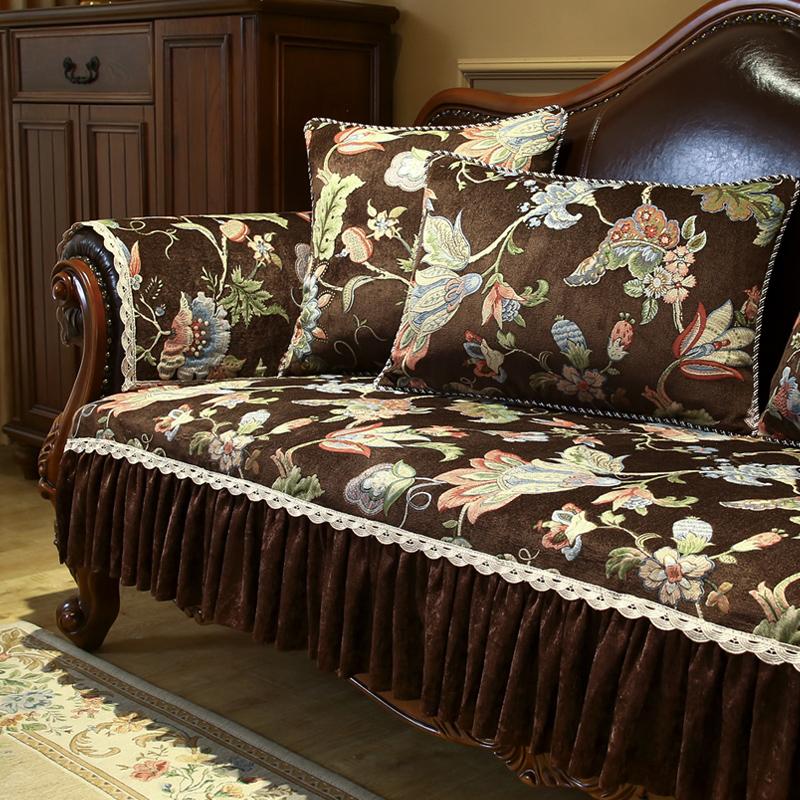 Luxury Jacquard Fabric Sofa Cover High-grade Chenille Sofa Cover Antislip Cushion European Combination Slipcover Furniture Cover