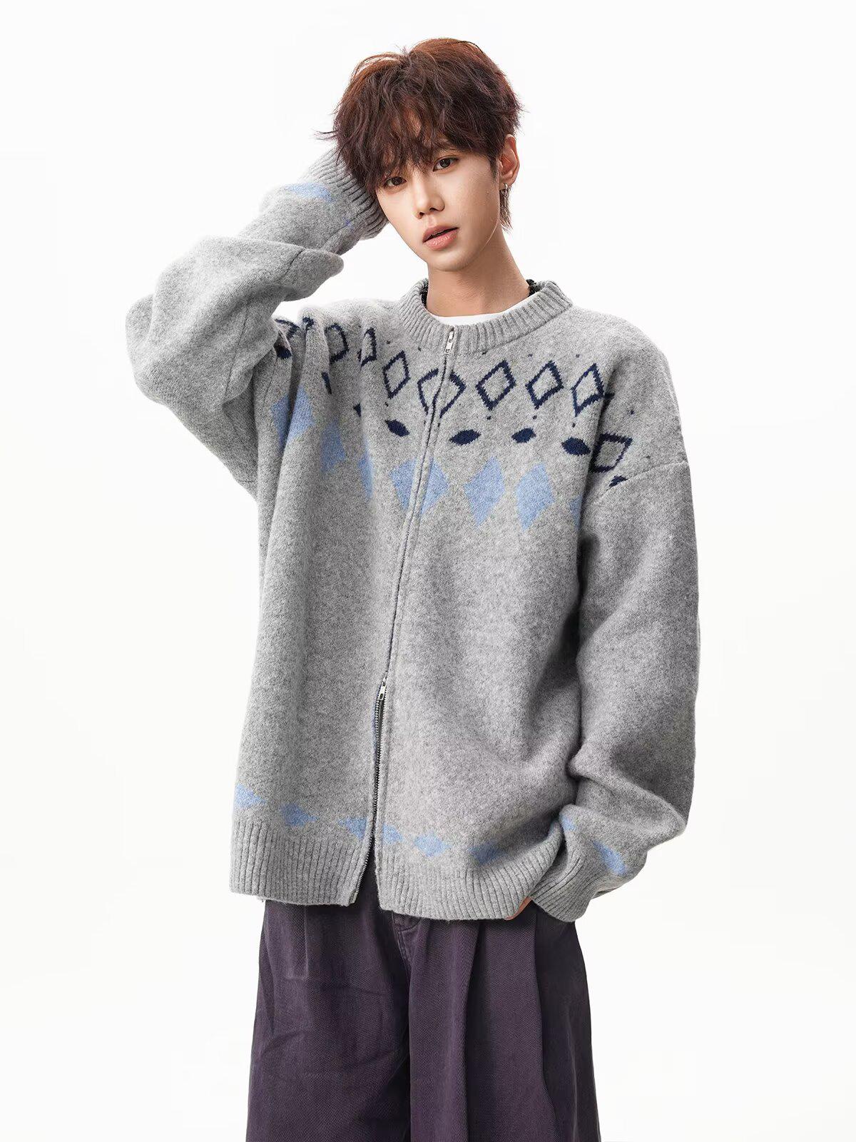 

Men s Trendy Solid Color Round Neck Knitwear: Casual Long Sleeve Cardigan Jacket L сірий колір