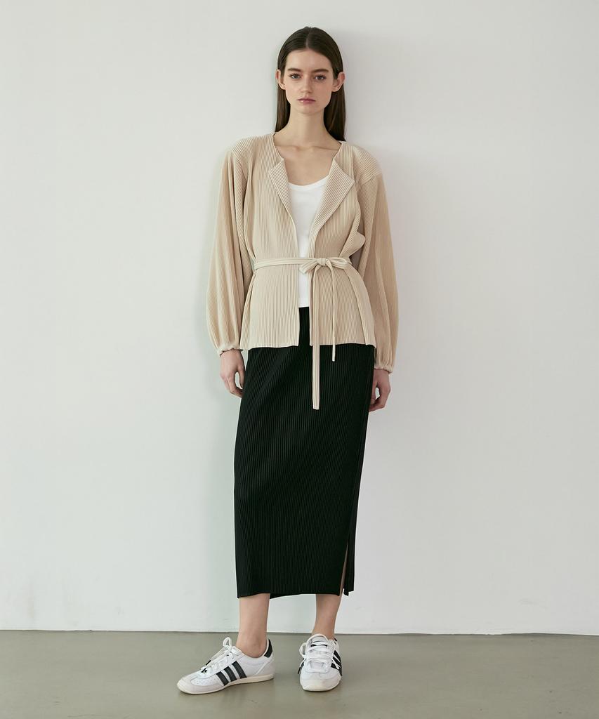 Waiowai H-Line Pleated Slim Long Skirt_4 Colors