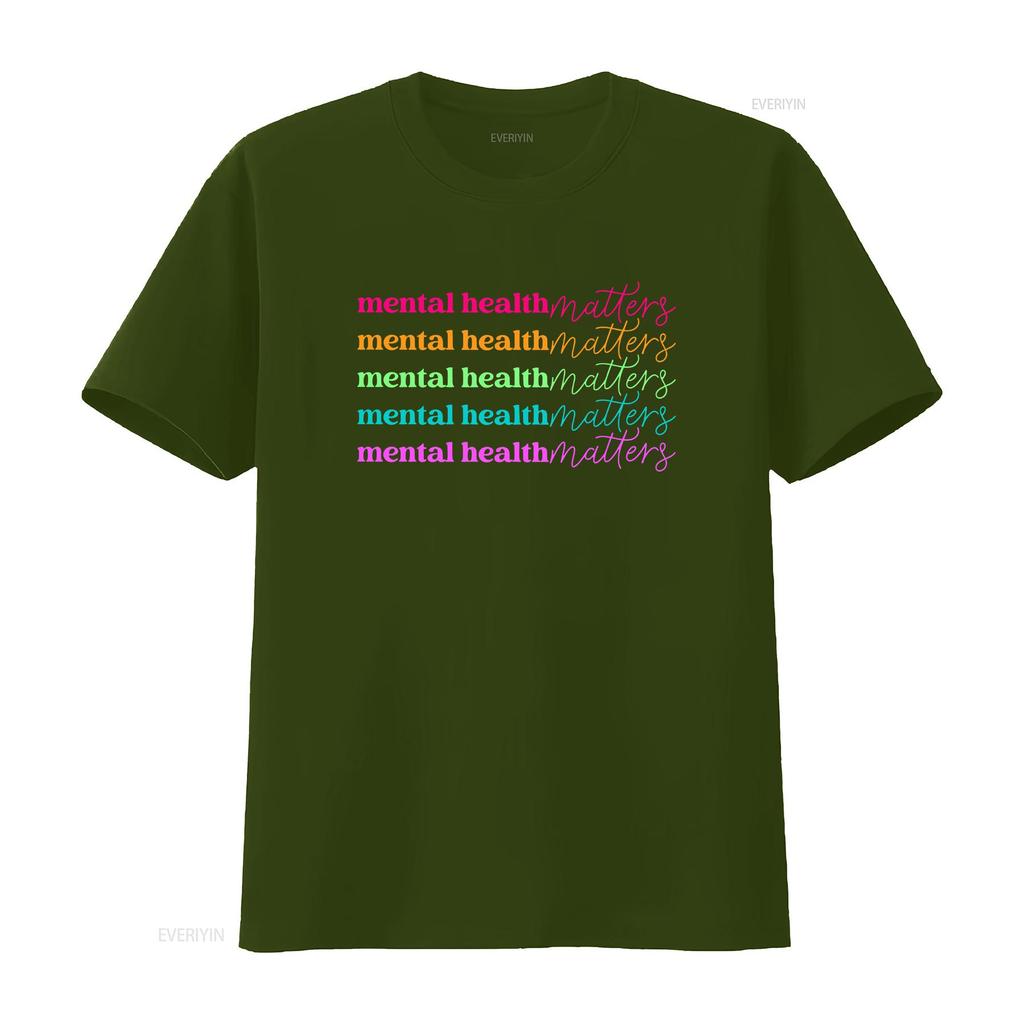 Mental Health Matters T Shirt Anxiety TherapisT Inspirational Depression Motivational PsychologisT vintage Washed fashion homme