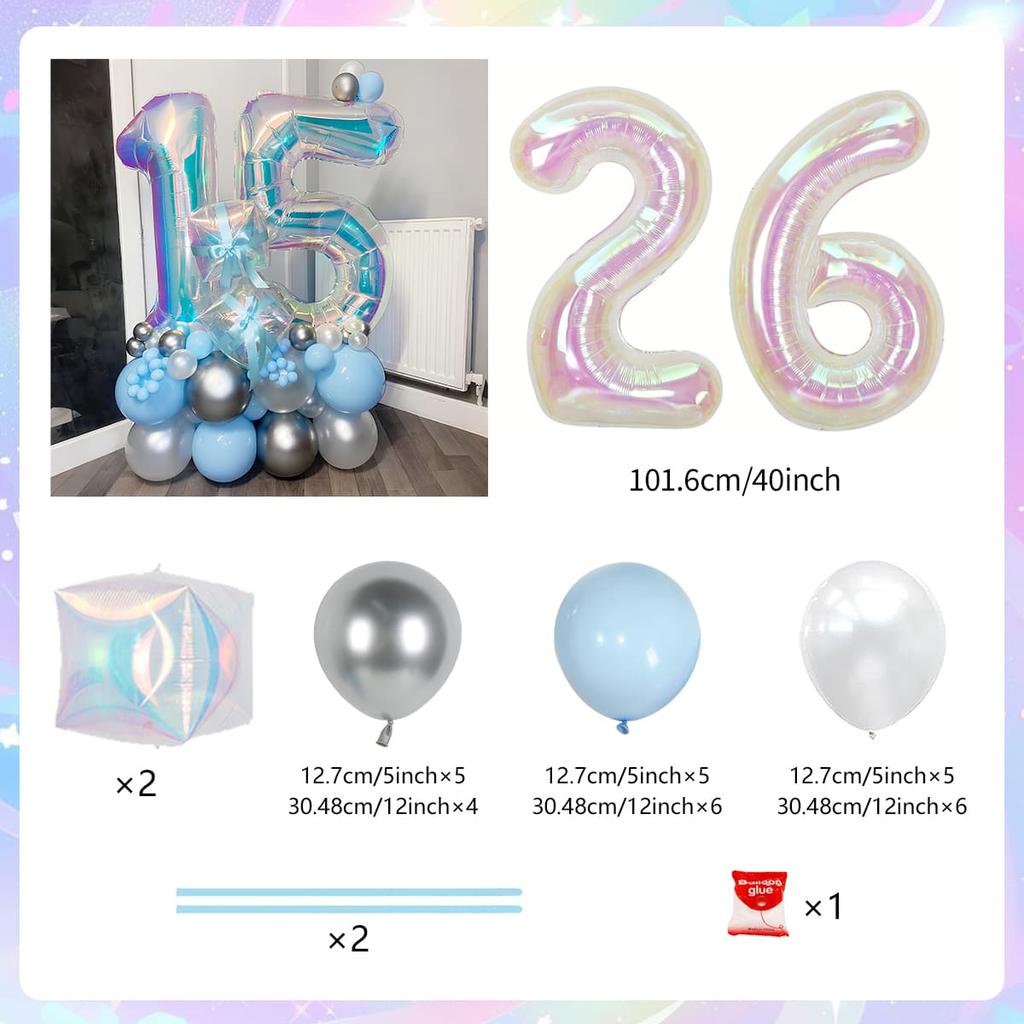 Colorful Rainbow Balloon Set Digital Transparent Colorful Aluminum Film Balloon Commemorative Day Birthday Party Decoration