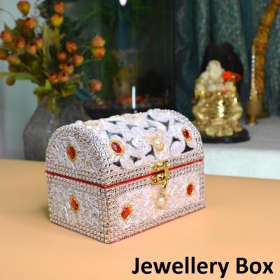 Beads Work Jewellery Box (White) Jewelry Boxes Wooden with Lock Handmade Shringar Married Marriage Women Wedding Dulhan Girl Gift Items