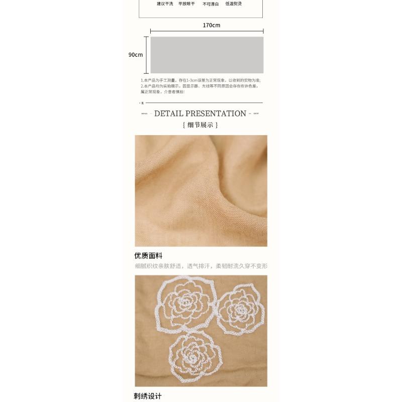 Women S Camellia Embroidered Scarf Polyester Shawl For Travel Sun Protection