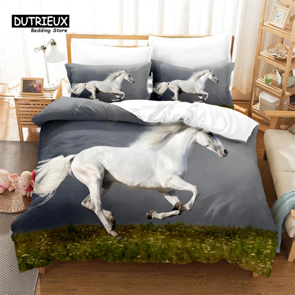 Animal Duvet Cover Set, Fashion Horse Bedding Set, Soft Comfortable Breathable Duvet Cover, For Bedroom Guest Room Decor