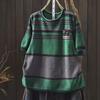 Johnature Women Vintage Striped T-Shirts Summer Chinese Style O-Neck Short Sleeve Knitted Female T-Shirts