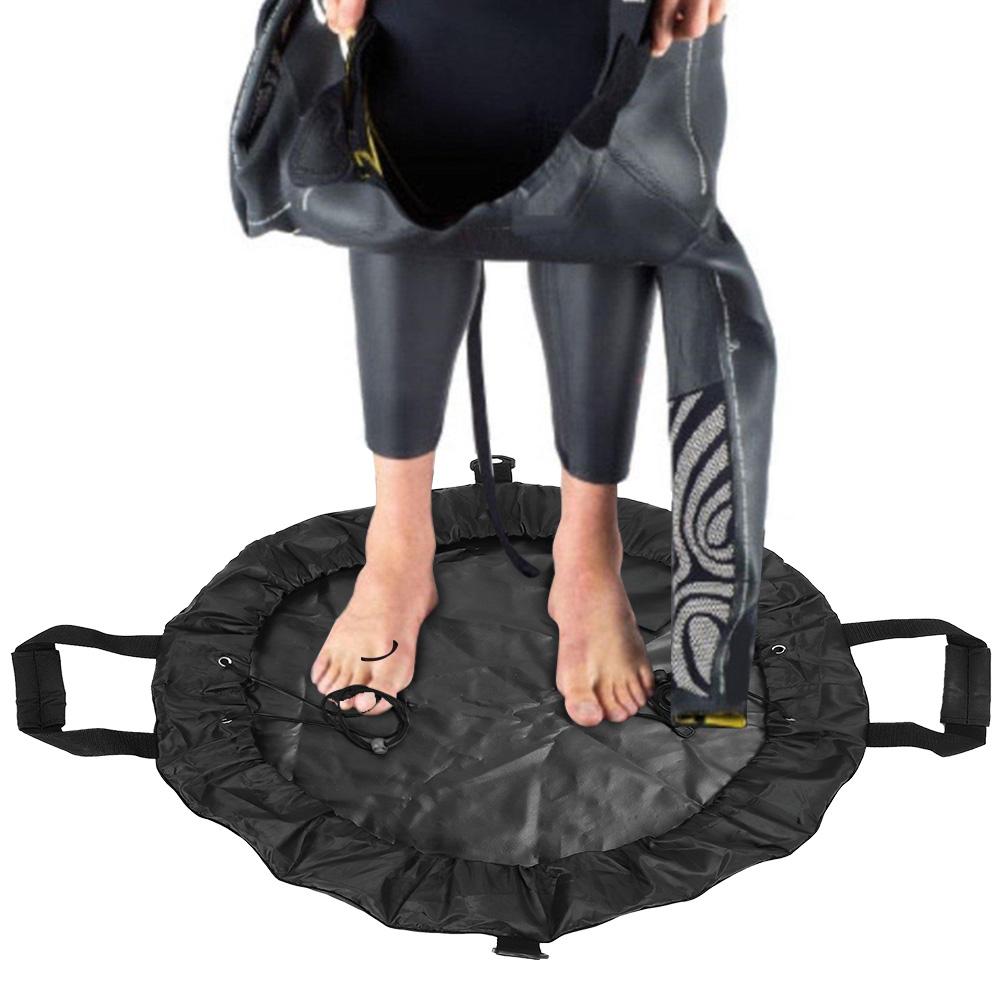 Oxford Kumaşı Neopren Elbise Değiştirme Matı Sörf Plaj Pedi Omuz Askılı Taşıma Kuru Çanta(Siyah)