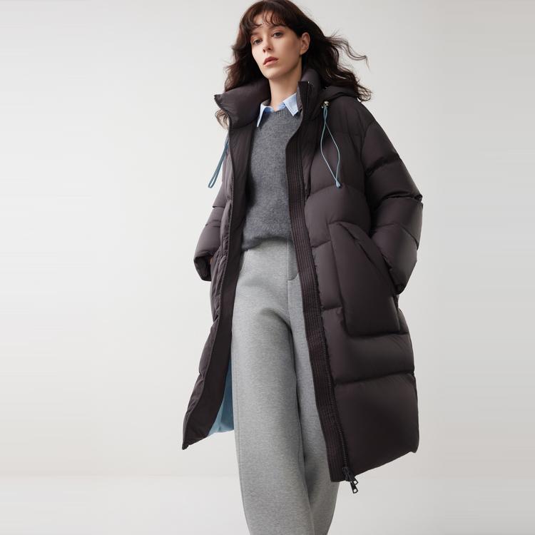 ELLE French Fashion Design Casual Loose Versatile Basic Long Sleeve Hooded Warm Down Jacket Women Outerwear EY52049