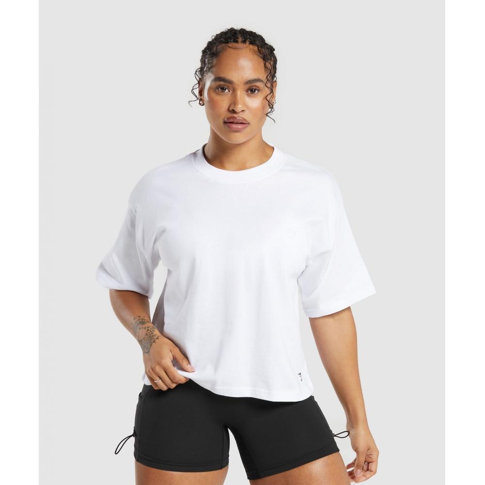 

Футболка GYMSHARK из тяжелого хлопка, белая B7A1T WB57 XXS