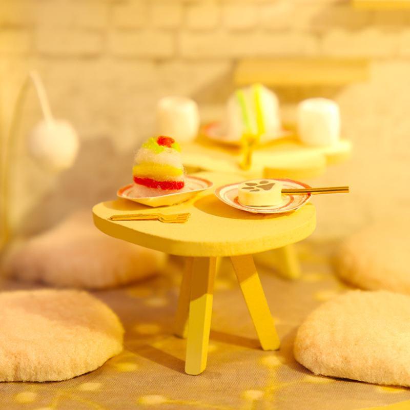 Lovely Cats Home Cat Cafe Store Dollhouse Wooden Diy Handmade Toys Hut 3D Assembled Puzzle Cat Cafe Small Garden Birthday Gifts for Children