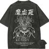 T-shirt Mahoraga da Uomo Jujutsu Kaisen Shikigami Vintage Lavaggio Acido Streetwear Oversize Retro Anime Giapponese Grafica Cotone