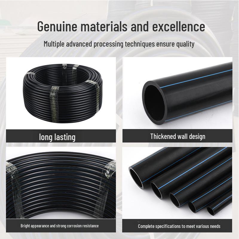 Black HDPE Water & Irrigation Pipe - Durable Polyethylene PE Pipe for Drinking and Tap Water Supply