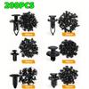 200 General Purpose Automotive Retaining Clips - 6mm, 7mm, 8mm, 9mm, 10mm - Mixed Types, Bumper Push RivetsAutomotive Parts Removal Tools