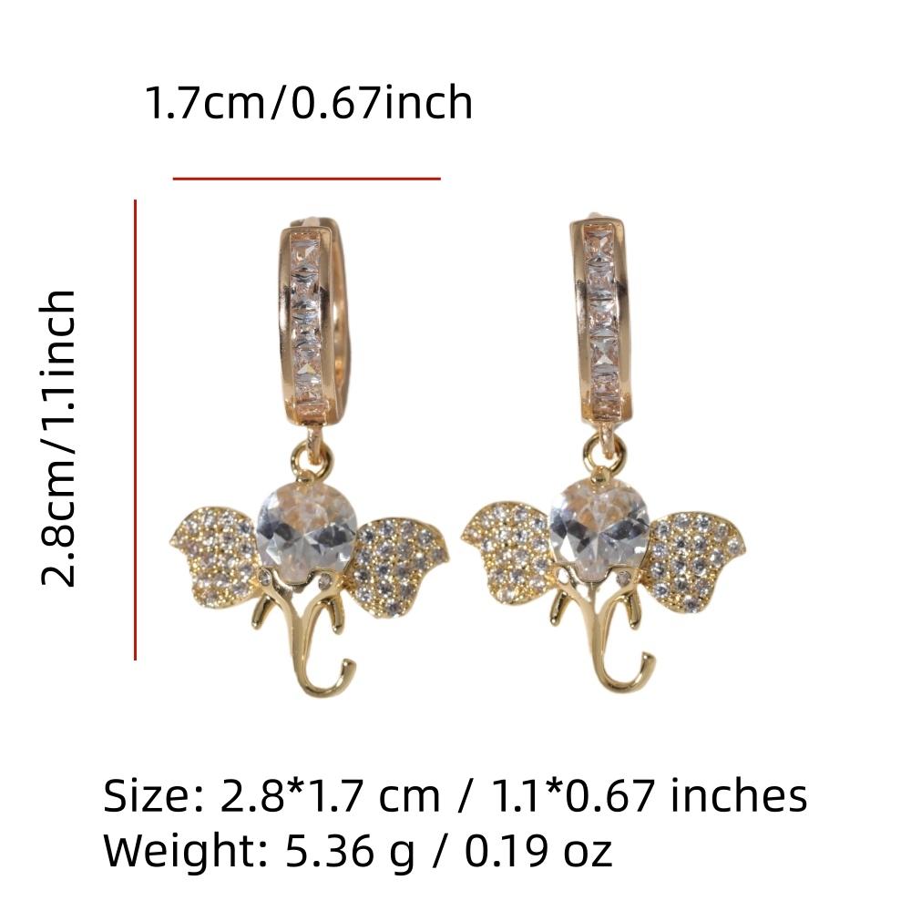 1 Paar Mode Elefanten Hängeohrringe für Damen Zirkonia Ohrring Schmuck Hochzeitsparty Accessoires