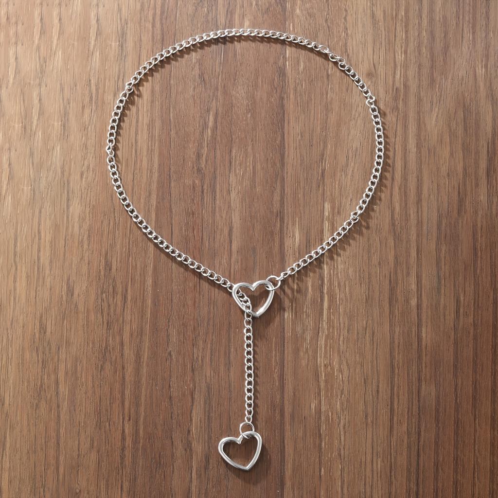 Vintage Bohemian Style Chain Necklace with Heart Pendant - Durable Alloy, Everyday Wear, Perfect for Parties & Special Occasions, Festive Accessory|Bo