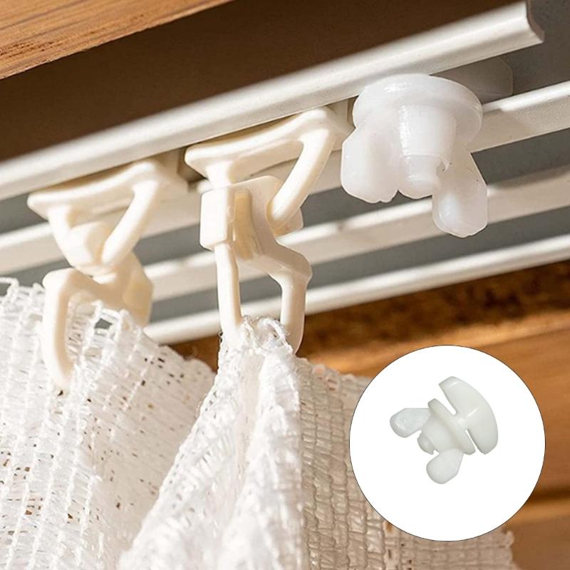 Sada 10 bílých plastových zarážek pro závěsové kolejnice Snadná instalace Posuvné jezdce pro kolejnice Závěsové upevňovací prvky