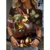 Multicolor floral printed T-shirt, casual street style, high-end top women's clothing, short-sleeve T-shirt for 2025.