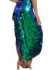 Womens Sparkly Sequin Hip Skirt Belly Dance Costume Lace Up Mermaid Scarf Wrap Halloween Festival Wear