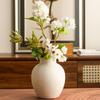 Farmhouse Ceramic Flower Vases with Rounded Bottle Shape and Matte Distressed Texture for Living Room Table, Shelf, Decors