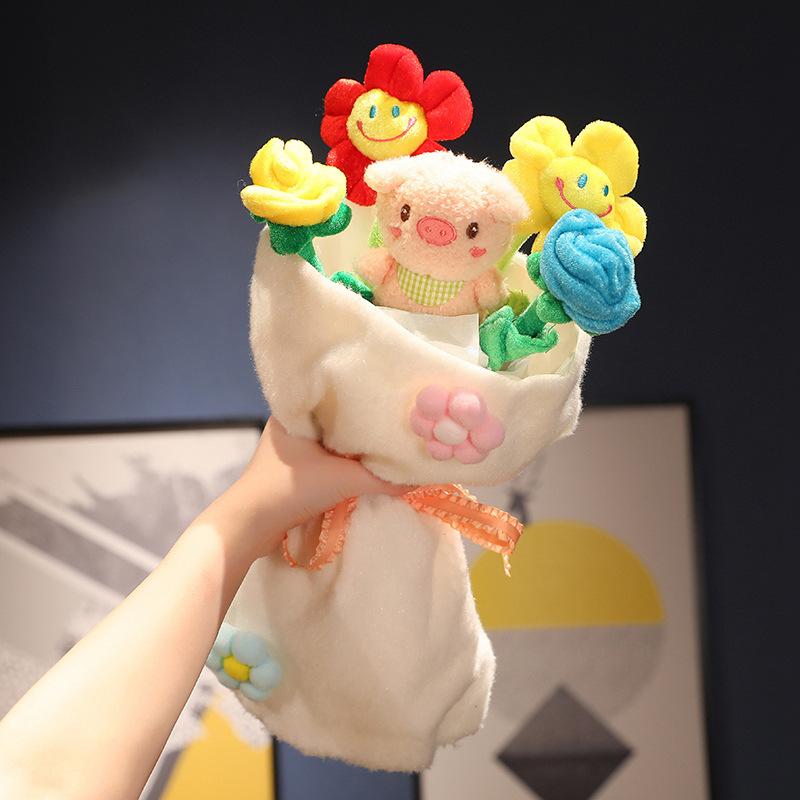 Cartoon Flower Animation Sun Bouquet Rose Plush Graduation Season Doctor'S Dress To Give Girlfriend And Girlfriend Birthday Gift