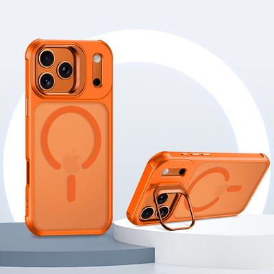 Frosted Transparent For Wireless Charge Phone Case For For Iphone 17 16 15 Pro Max Plus 17Air Metal Lens Stand Bumper Cover