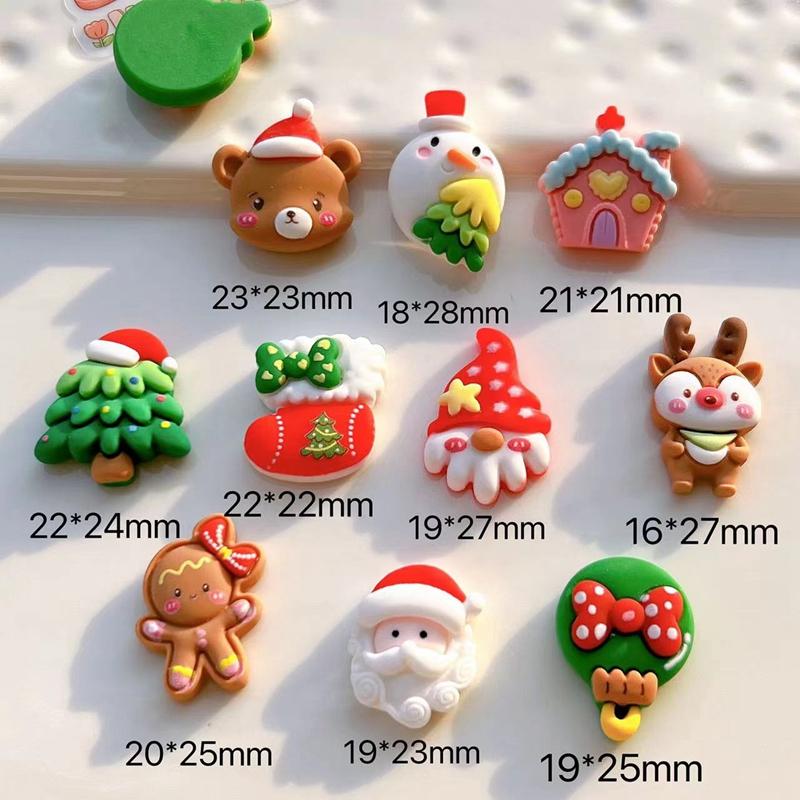 10 Stück Neue Niedliche Mini-Weihnachtsserie Flache Rückseite Harz-Cabochons Scrapbooking DIY Schmuck Handwerk Dekoration Zubehör