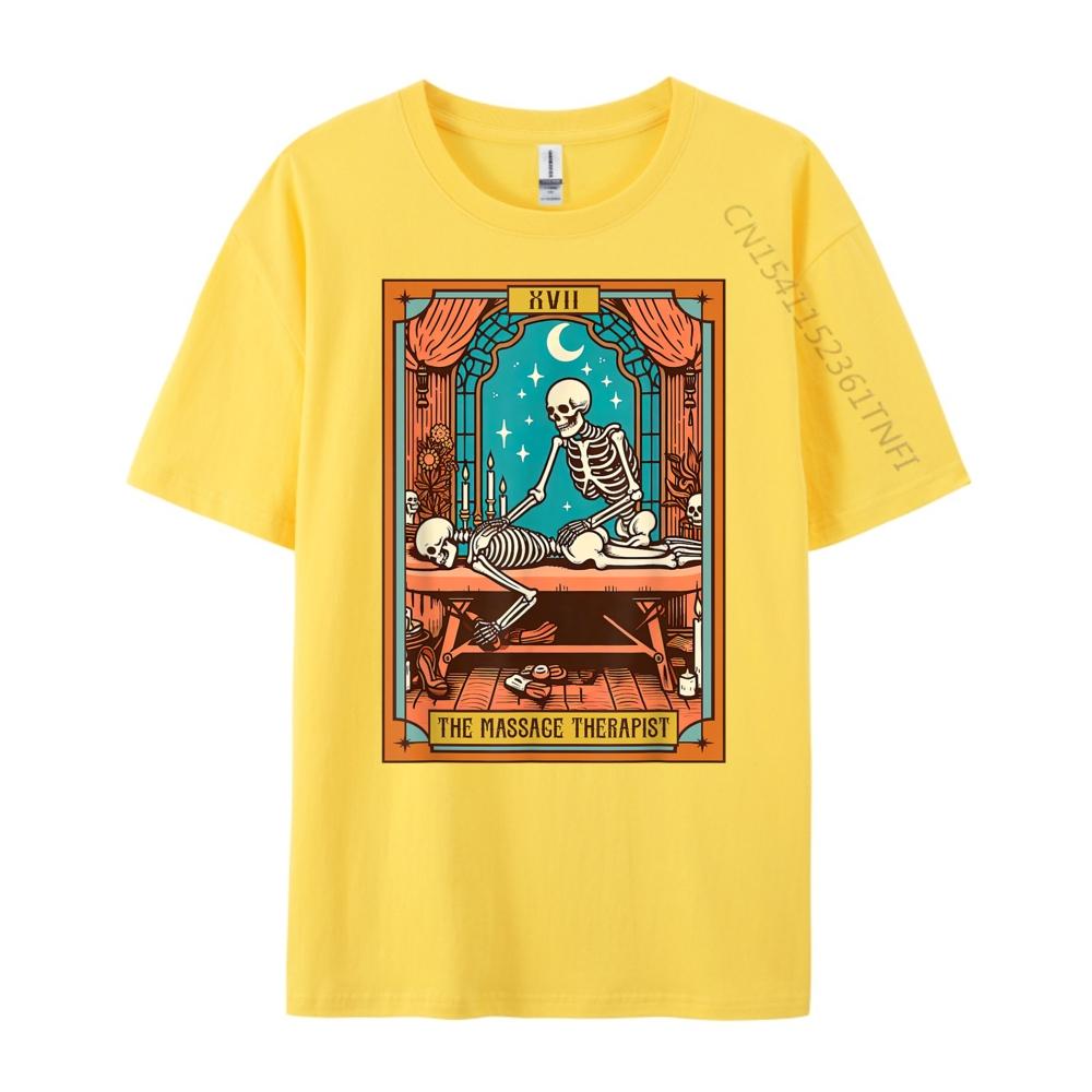 Funny Skeleton Massage Therapy Massage Therapist Tarot Card Graphic T Shirts Men Oversized Valentines Day Gift TShirt