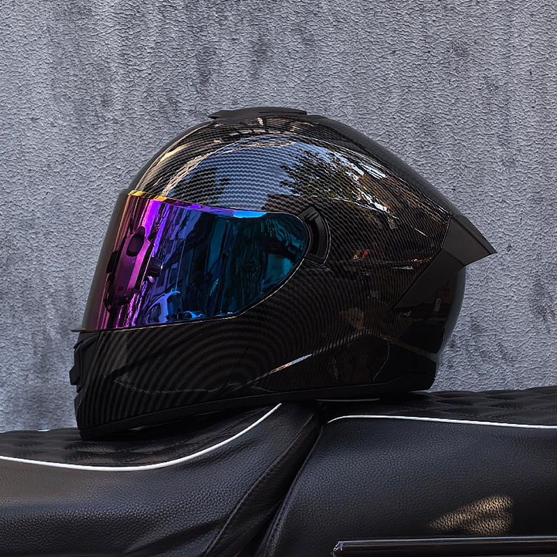 Imitation Street Car Helmet Men's Motorcycle 3C Electric Vehicle Full Helmet Autumn and Winter Knight Double Mirror Riding