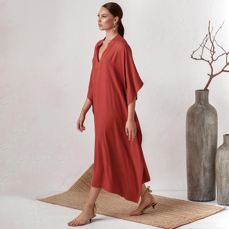 Silky Polyester Long Beach Cover-up Dress