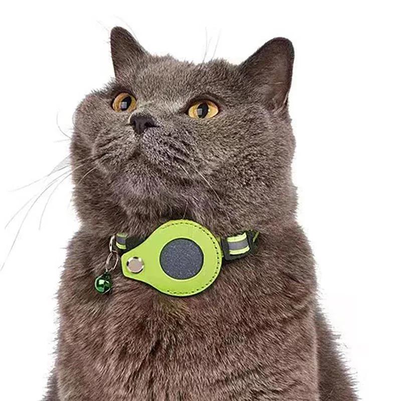 Anti-Lost Cat Collar for Airtag Tracker Protective Case with Bell No GPS Reflective Cats Necklace Kitten Accesories Pet Products