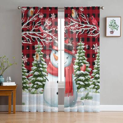 Weihnachten Schnee Baum Schneemann Sheer Vorhänge Hause Fenster Dekorationen Voile Tüll Vorhänge Für Wohnzimmer Schlafzimmer Küche