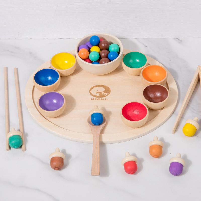 Bead Wooden Color Sorting Tray Educational Toy Toddlers Preschool Learning Play