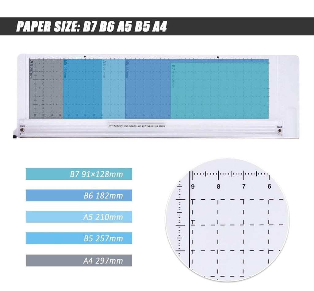 Shigure Paper Cutter Mini Paper Compatible with and B5 Cutting Machine for Copy Business Laminating Office Commercial and Home Corner Scissors White