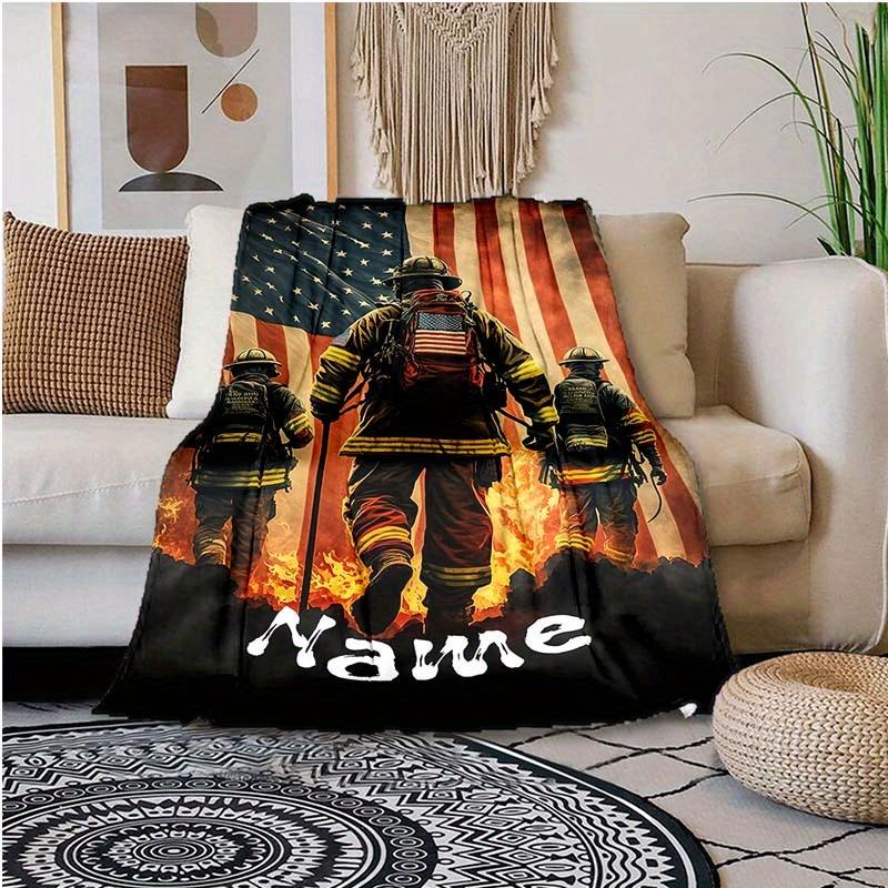 Firefighter Customize Your Name Blanket Warm Comfortable And Soft Blankets Are Suitable For Home Chairs Office Sofas Sofas Office Camping And Gifts