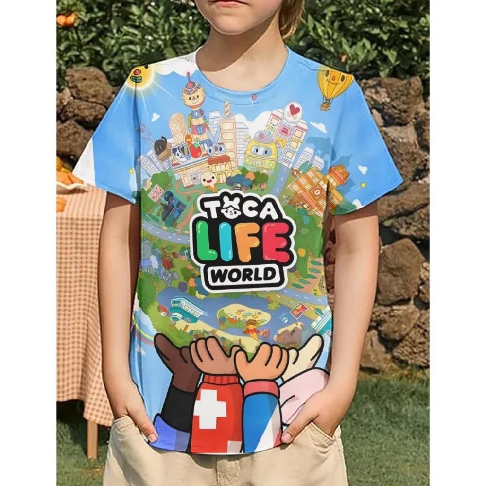 Summer Toca Life World 3D game Printed Kids T-shirt Casual Soft GAME Print Tee Fashion High Quality for Boys/girls Tees Anime T-shirt Cute Tops