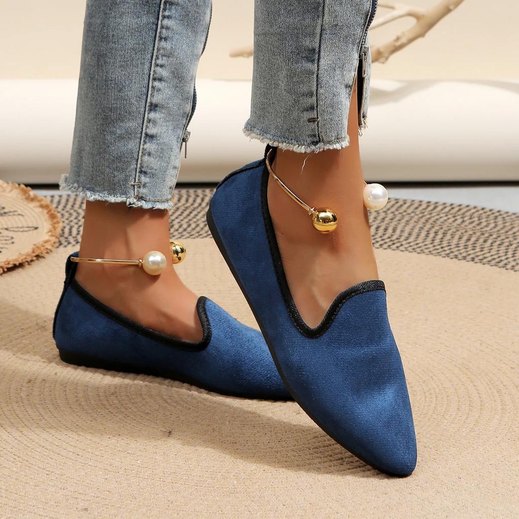 Large Size Soft-soled Pointy Fashion Casual Shoes Women 2025 Autumn and Winter New-style Slip-on Comfortable Single Shoes
