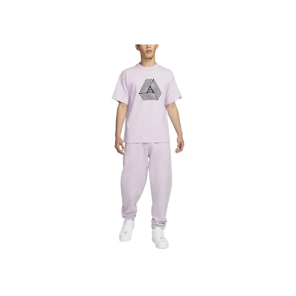Nike Geometric Letter Logo Print Crew Neck Short Sleeve T-Shirt Men Tops Purple DV0679-530