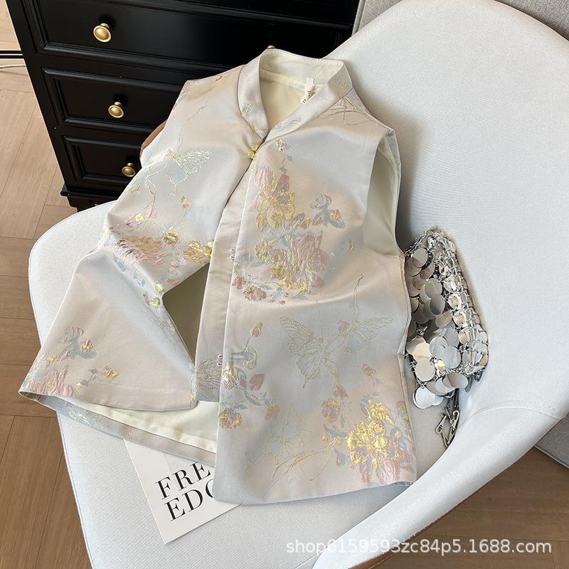 2025 Early Spring Jacquard Button Sweet Ladies Vest Sleeveless Vest Top