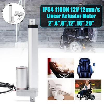 IP54 1100N 12V 12mm/s Electric Linear Actuator Stroke Linear Motor Controller DC 2 4 8 12 16 20 Inch