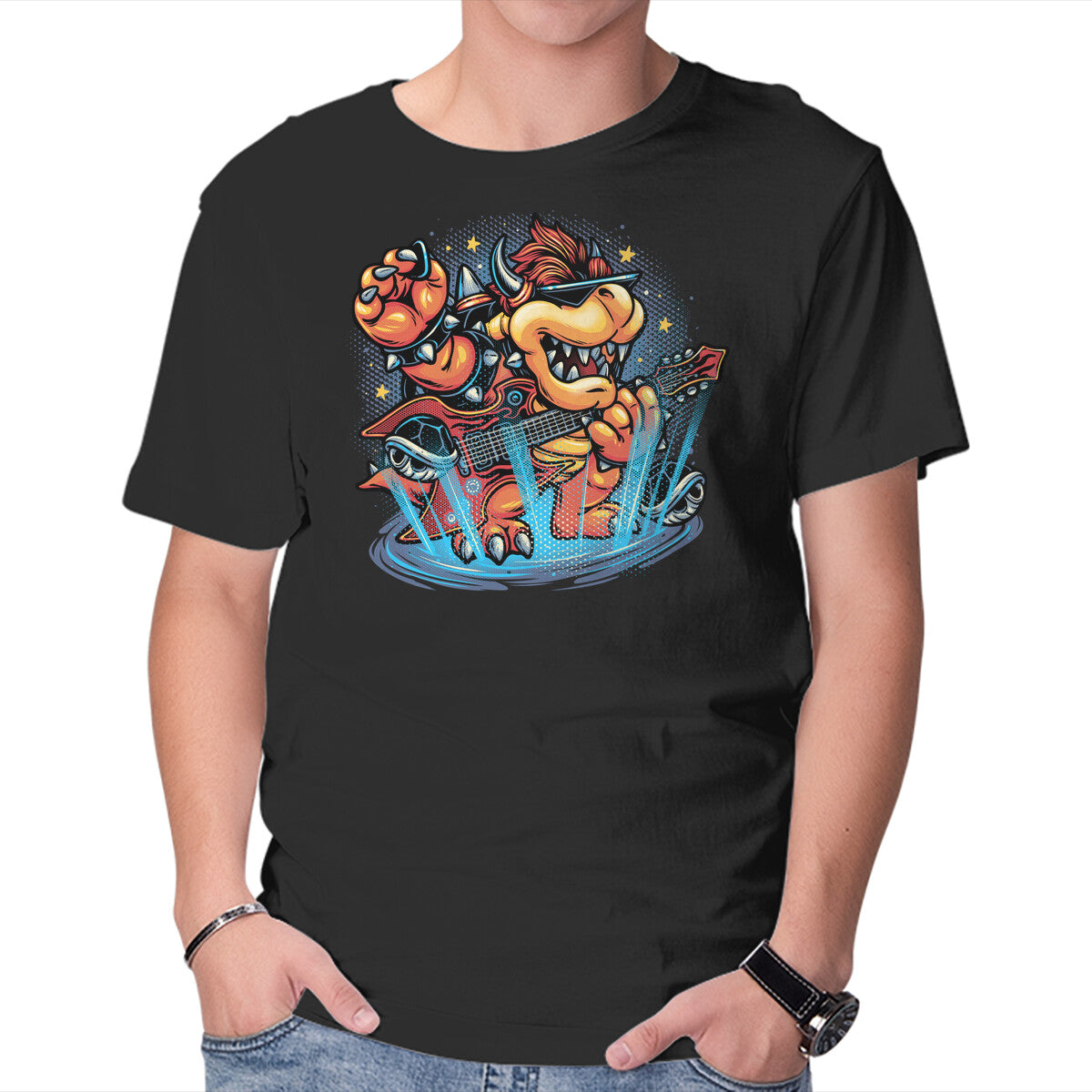 Unisex Crew Neck T-Shirt Rock The Mushroom Kingdom Graphic Short Sleeve Casual Tee L