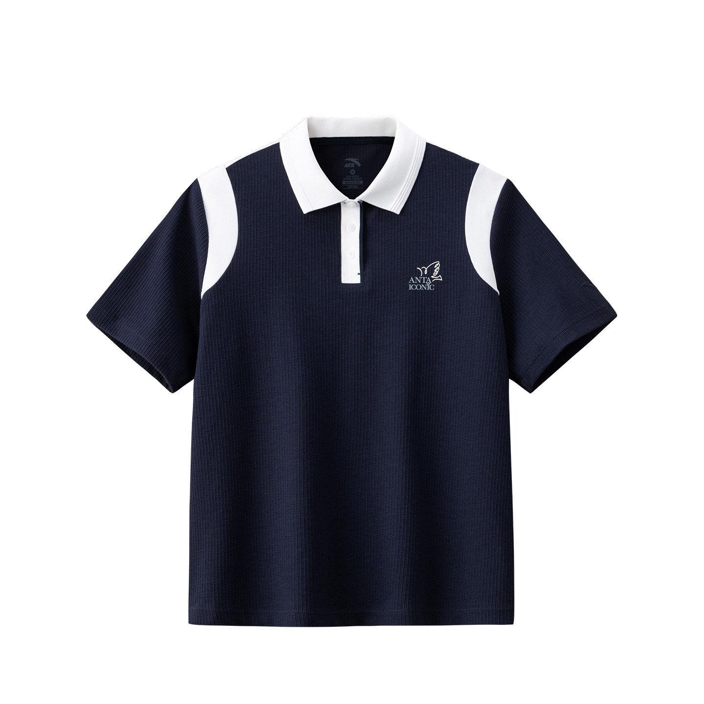 

Anta Lifestyle Series Letter Loose Color Block Short Sleeve Polo Shirt Women tops 162628120-3 S