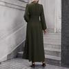 Women's Fashionable Color V-neck Long Sleeved Slit Dress
