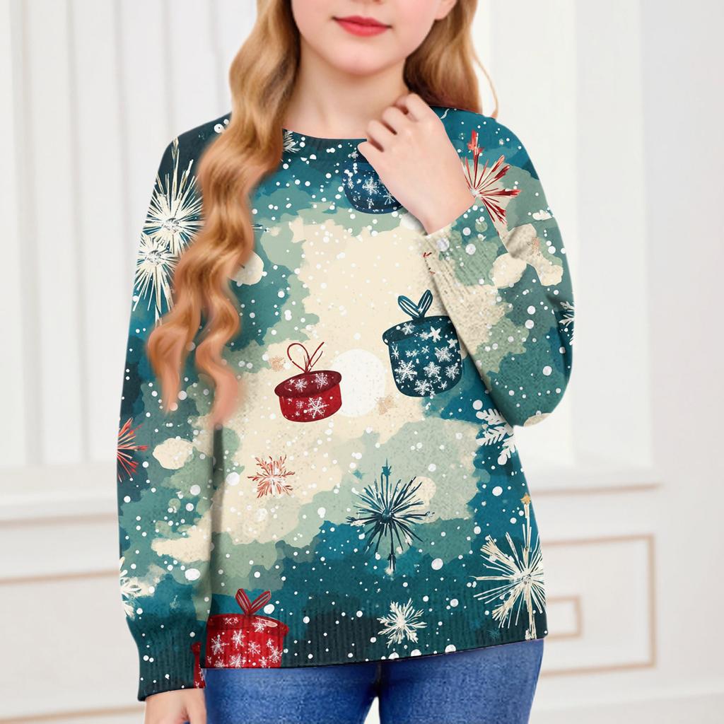 Christmas Day Sweatshirts For Children Boys And Girls Knit Sweater Cute Shirt Fall Crewneck Pullover Tops