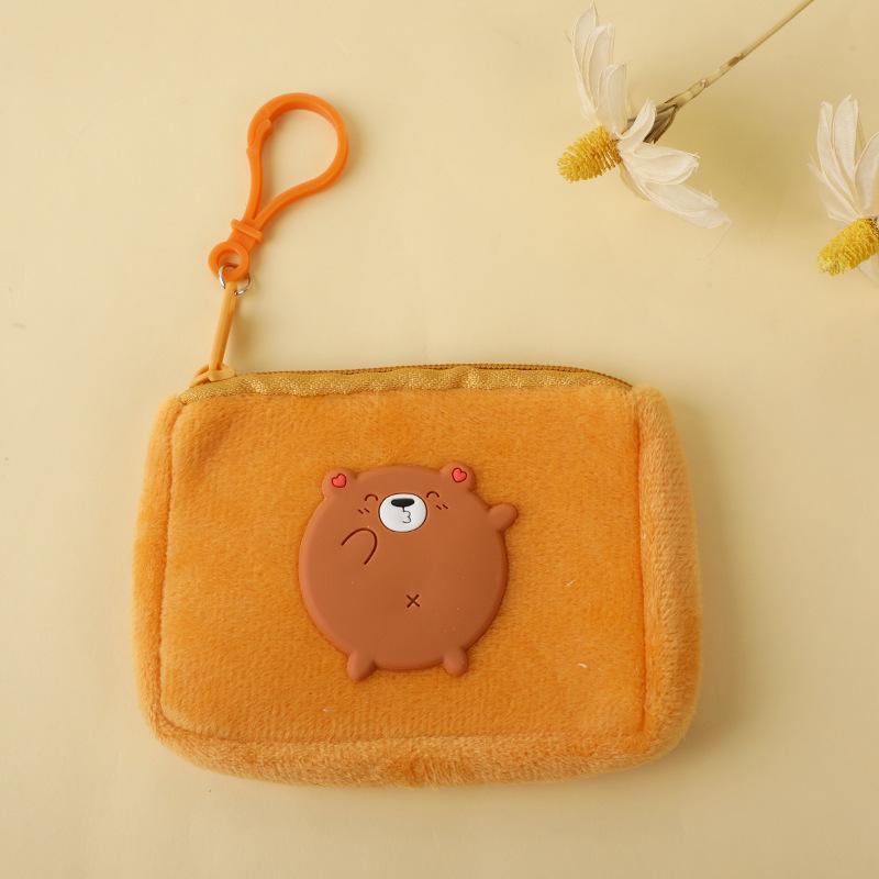 Niedliche Geldbörse aus Plüsch mit Cartoon-Motiv – Schlüssel- und Ohrhörertasche für Kinder mit Reißverschluss
