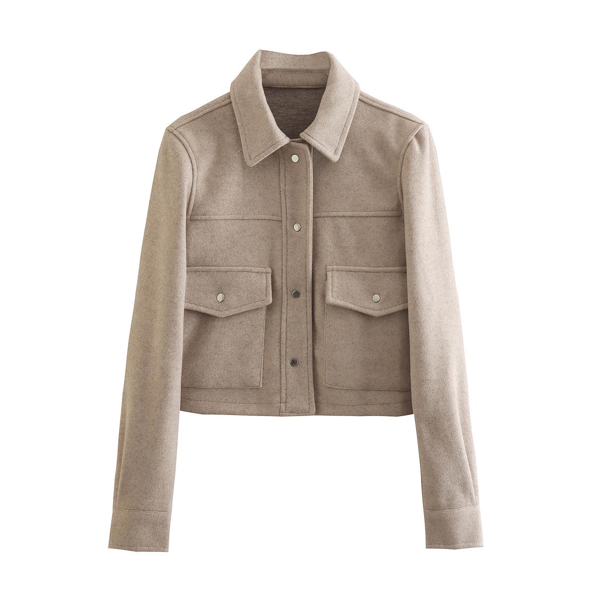 2025 Spring European & American Casual Loose Wool Coat S хаки