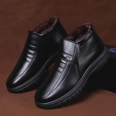 Scarpe invernali alte da uomo in cotone con fodera in velluto per persone di mezza età e anziani