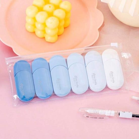 6Pcs High-Capacity Correction Tape with Gradient Color Case Smooth Roller for Students No-Skip Tear-Resistant Cute Office Supplies for School Home