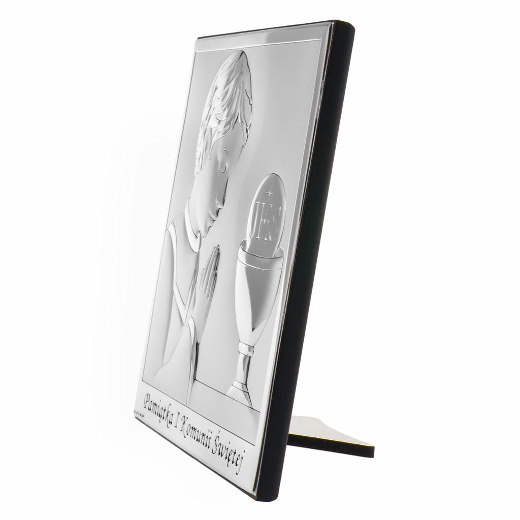 Silver Picture for a Boy as a Souvenir of First Holy Communion + Engraving 6568O 8 X 8