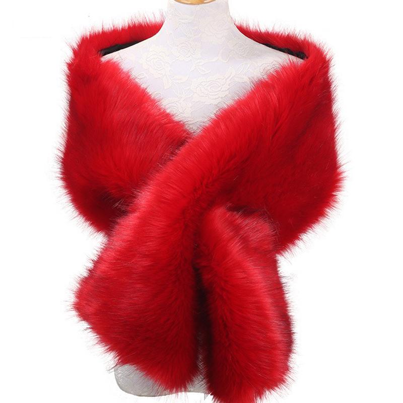 Women’s Luxurious Faux Fur Shawl Winter Bridal Thicken Soft Warm Comfortable Faux Fur Shawl Wrap for Wedding Evening Party