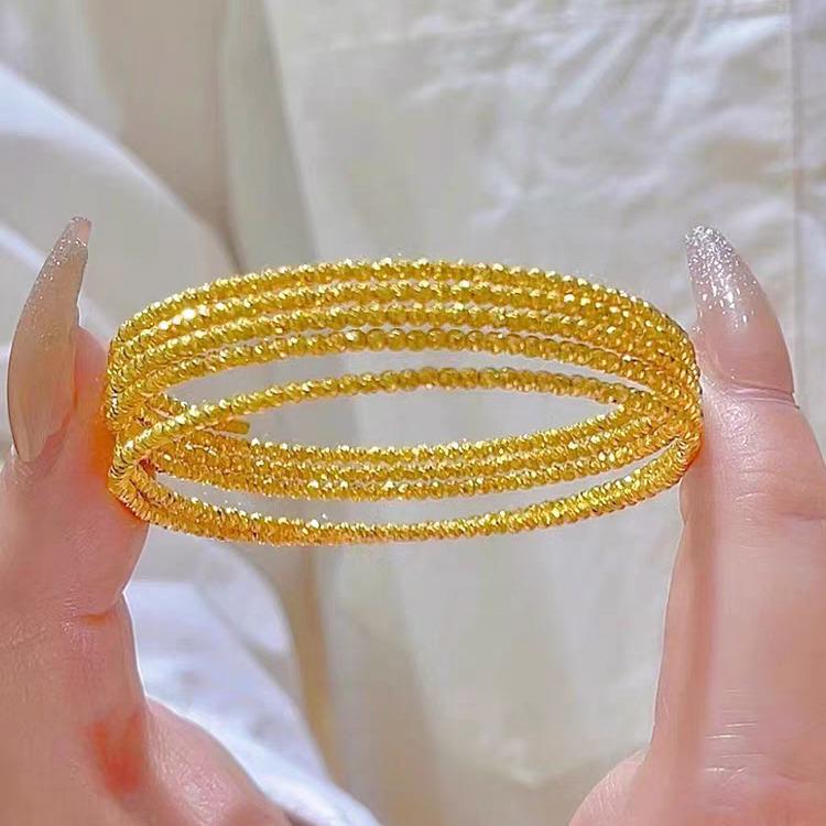 Stylish Multi-Circle Elastic Memory Bracelet In Electroplated Silver