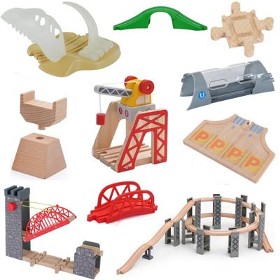 Wooden Train Track Racing Railway Toys Bridge Track Tower  Crane Accessories Fit for Wood Tracks Toys for Children Gift